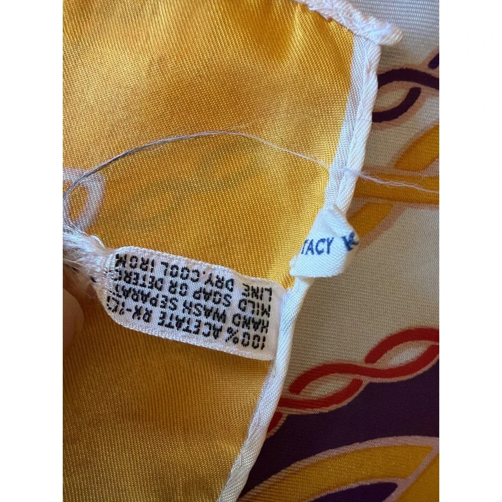 Stacy Kaufman Scarf Yellow Purple Vintage Chain Link Geometric Square Acetate